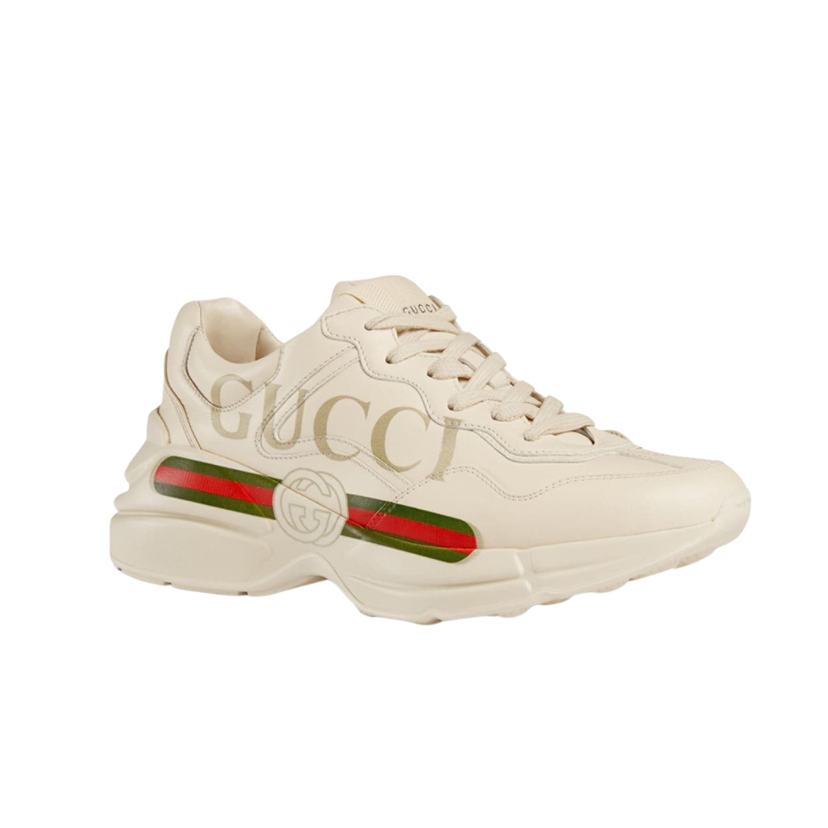 Gucci Ivory Leather Rhyton Vintage Logo Low Top Sneakers