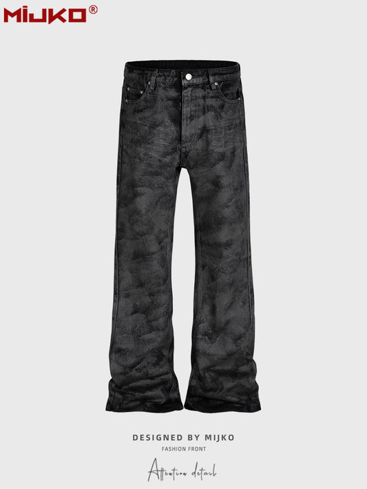 Street Wide-leg Black Trousers Men